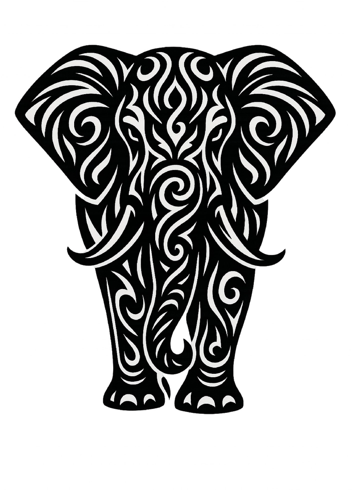 Tattoovorlage Elefant mit tribalartigem Design für die Schulter