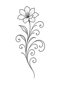 tattoovorlage-elegante-blume-mit-geschwungenen-linien