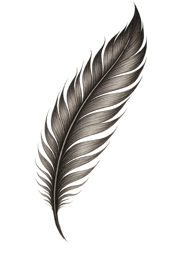 Tattoovorlage elegante Feder mit Schattierungen für Schulter