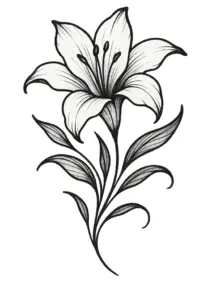 tattoovorlage-elegante-lilie-mit-bluetendaehnen-und-details