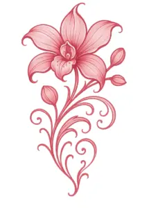 tattoovorlage-elegante-orchidee-mit-geschwungenen-bluetenblaettern