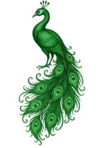 tattoovorlage-eleganter-pfau-mit-bunten-federn