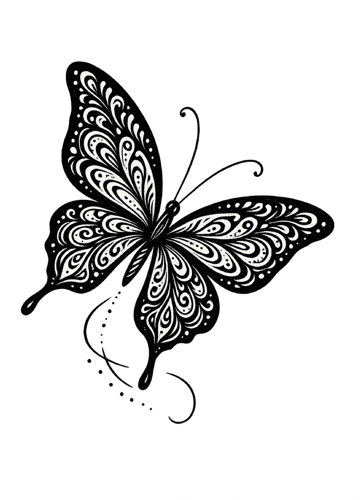 Tattoovorlage eleganter Schmetterling mit Mustern