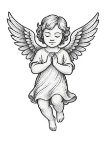 tattoovorlage-engel-ausgebreitete-fluegel-sanfter-ausdruck