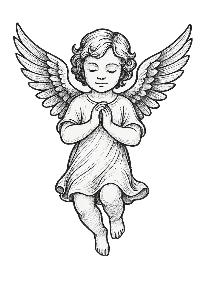 Tattoovorlage Engel mit ausgebreiteten Flügeln