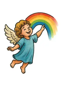 tattoovorlage-engel-mit-regenbogen-und-freude