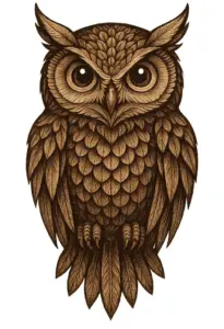 tattoovorlage-eule-mit-grossen-augen-und-detaillierten-federn