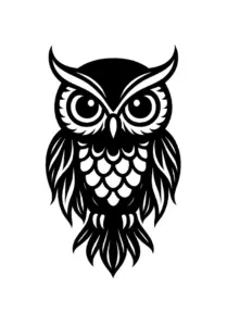 tattoovorlage-eule-mit-grossen-augen-und-federn
