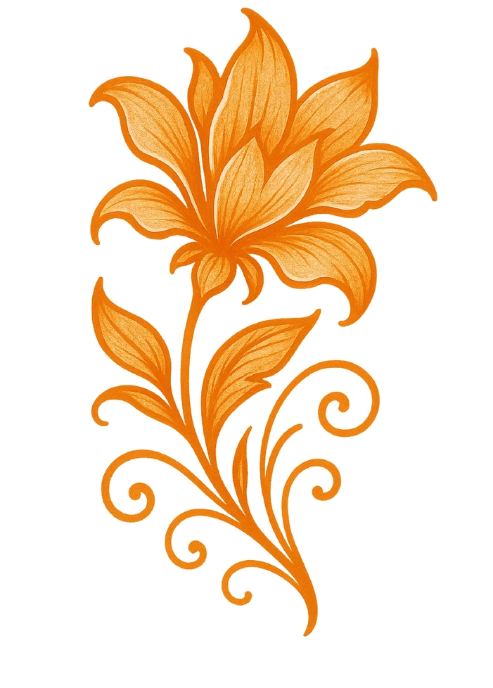 Tattoovorlage exotische Blüte mit geschwungenen Blütenblättern