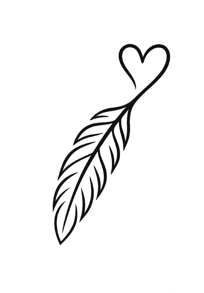 Tattoovorlage Feder Herz Design