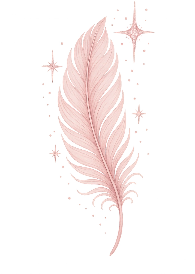 Tattoovorlage Feder mit Glitzerelementen für Frauen