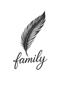 tattoovorlage-feder-mit-schriftzug-family