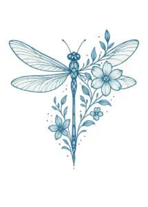 tattoovorlage-filigrane-libelle-mit-floralem-design