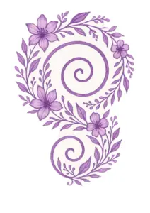 tattoovorlage-florale-spirale-mit-lila-blumen