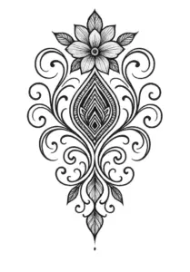 tattoovorlage-florales-motiv-geschwungene-linien