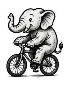 tattoovorlage-fröhlicher-elefant-auf-einem-fahrrad