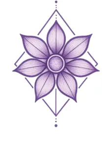 tattoovorlage-geometrische-blume-mit-sechs-bluetenblaettern-violett