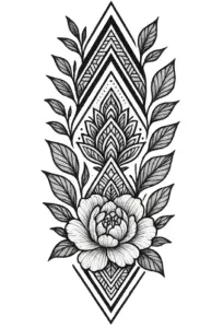 tattoovorlage-geometrische-muster-und-rose