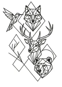 tattoovorlage-geometrische-tiere-wolf-hirsch-kolibri