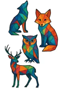 tattoovorlage-geometrische-tiermotive-in-bunten-farben
