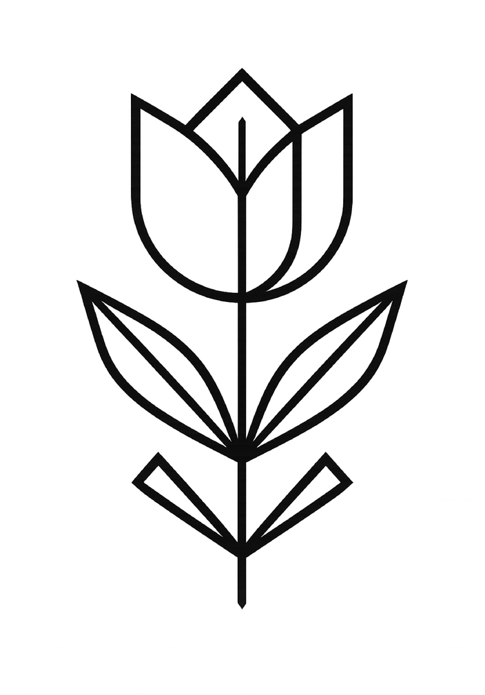 Tattoovorlage geometrische Tulpe mit klaren Linien