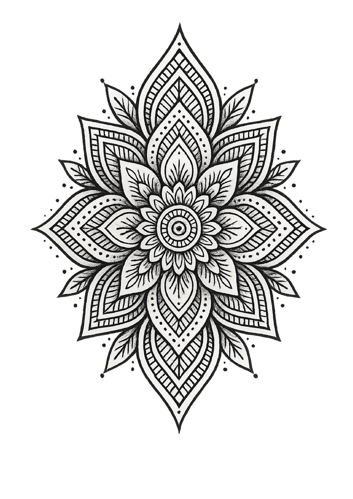 Tattoovorlage geometrisches Mandala mit feinen Details