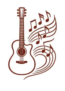 tattoovorlage-gitarre-mit-musikalischen-noten-unterarm