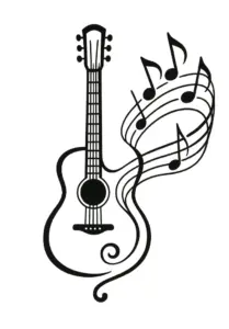 tattoovorlage-gitarre-mit-noten-musikmotiv