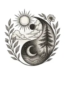 tattoovorlage-harmonisches-yin-yang-mit-naturmotiven