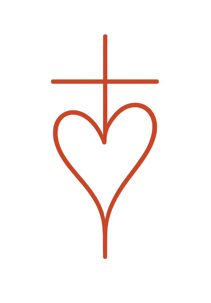 Tattoovorlage Herz mit Kreuz in minimalistischer Form