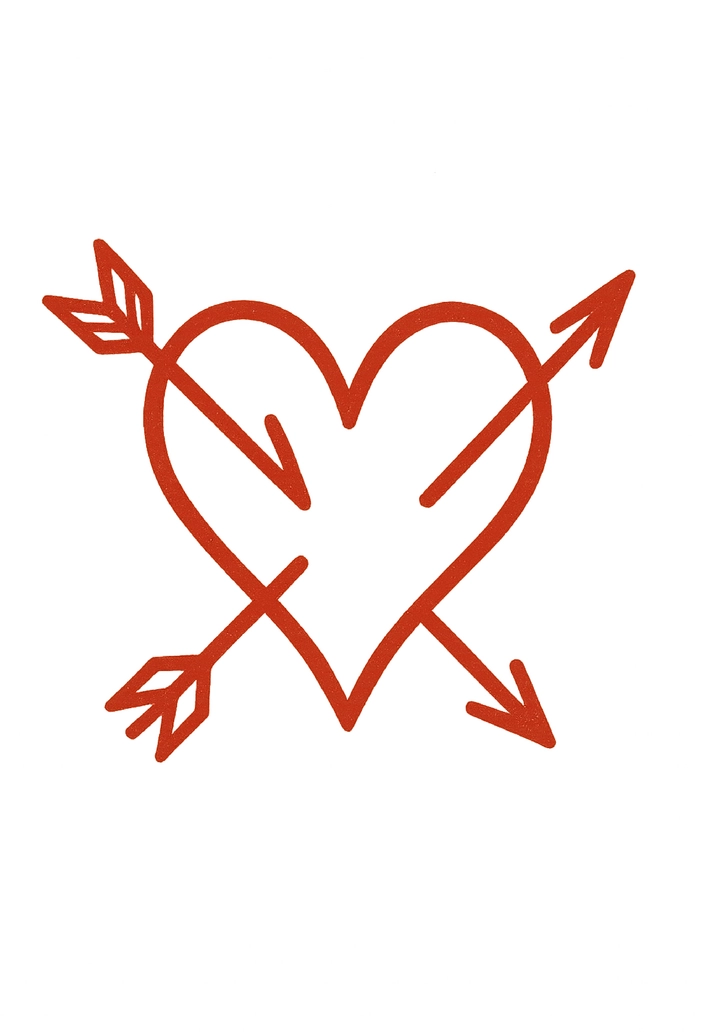 Tattoovorlage Herz mit Pfeilen für Brusttattoo