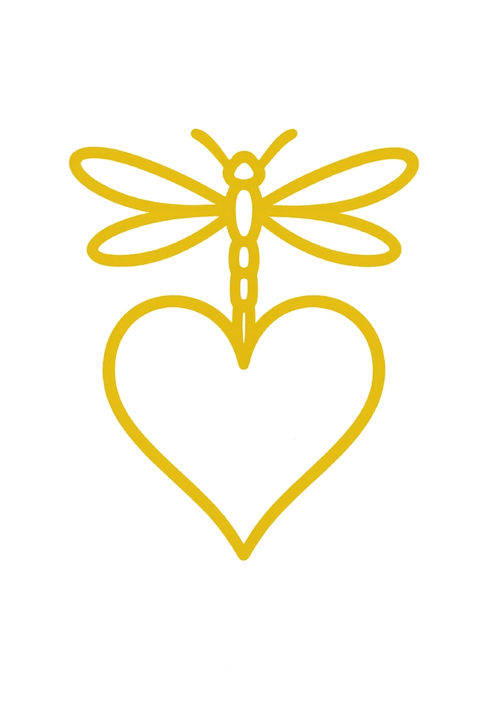 Tattoovorlage Herz mit stilisierter Libelle
