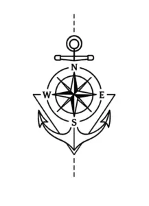 tattoovorlage-kompass-mit-anker-minimalistisch
