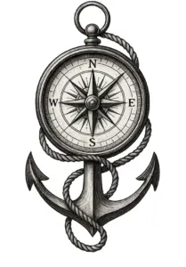 tattoovorlage-kompass-mit-anker-und-nautischen-details