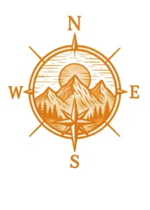 tattoovorlage-kompass-mit-bergen-und-sonnenuntergang