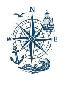 tattoovorlage-kompass-mit-nautischen-symbolen-und-schiff