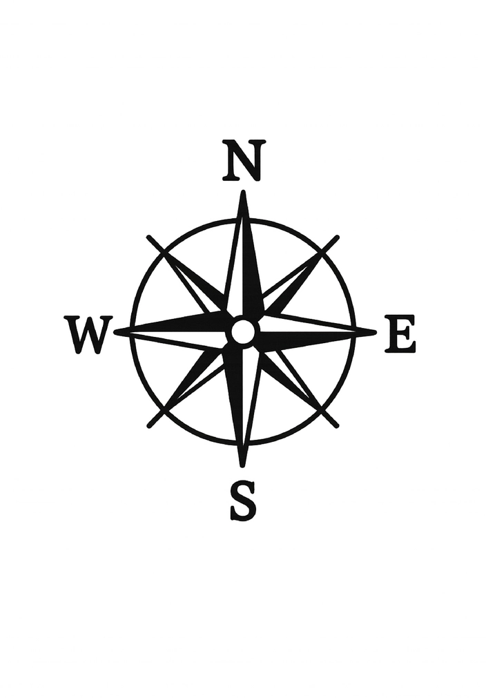 Tattoovorlage Kompassrose mit Himmelsrichtungen