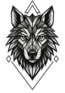 tattoovorlage-kraftvolles-wolfsgesicht-im-geometrischen-stil