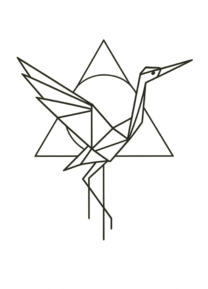 Tattoovorlage Kranich mit geometrischen Formen
