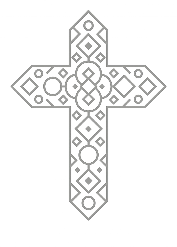 Tattoovorlage Kreuz mit geometrischen Mustern und Formen