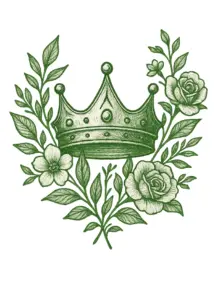 tattoovorlage-krone-blumen-natur-gruen