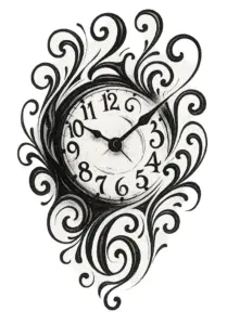 tattoovorlage-kunstvolle-uhr-mit-ornamenten-oberschenkel