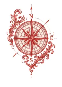 tattoovorlage-kunstvoller-kompass-mit-eleganten-verzierungen