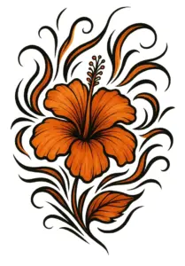 tattoovorlage-lebendiger-hibiskus-mit-dynamischen-linien