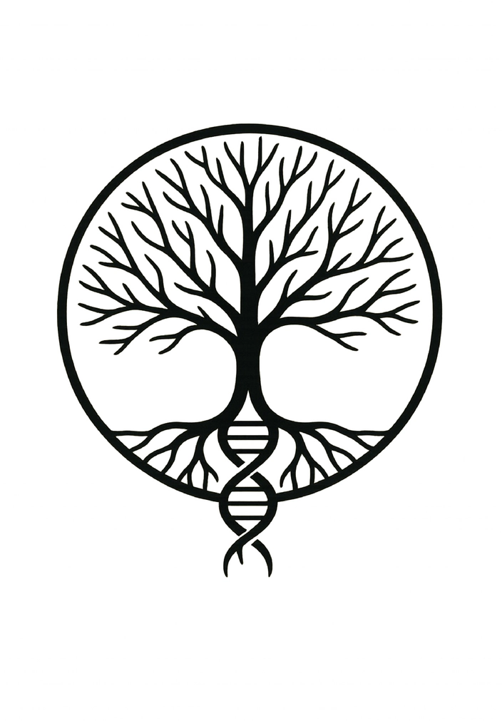 Tattoovorlage Lebensbaum mit Doppelhelix im Kreis