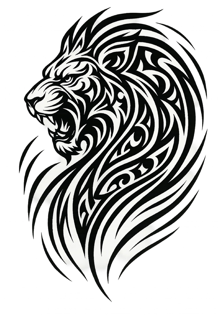Tattoovorlage Löwe im Tribal-Stil für den Oberarm
