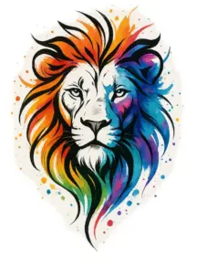 tattoovorlage-loewe-in-bunten-farben