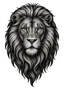 tattoovorlage-loewe-majestaetische-maehne-scharfen-augen