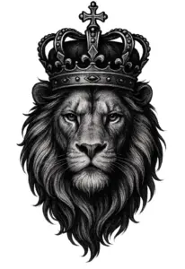 tattoovorlage-loewe-mit-krone-symbolisiert-staerke-und-autoritaet