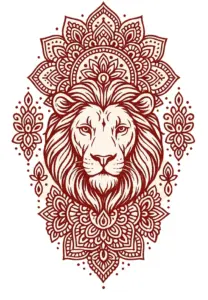 tattoovorlage-loewe-mit-mandala-design-fuer-oberarm